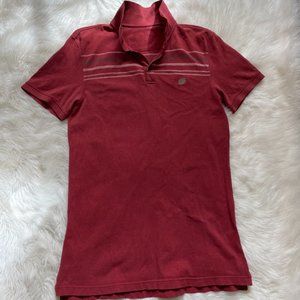 Banana Rep Factory Men's textured Polo Red w/ white/grey horizontal stripes M